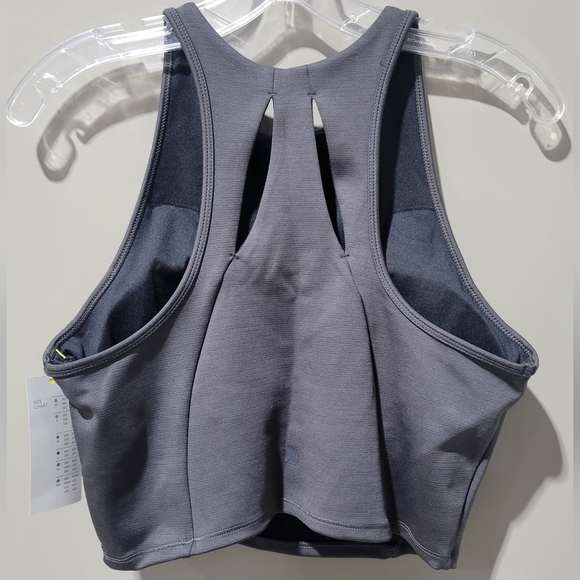 All In Motion Women's Charcoal Heather Gray Crop Athletic Workout Tank Top - Picture 2 of 5